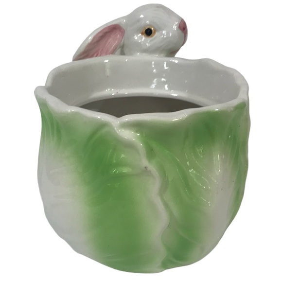 Vintage Ceramic Easter Bunny With Cabbage Candy Holder Home Decor - Picture 7 of 7